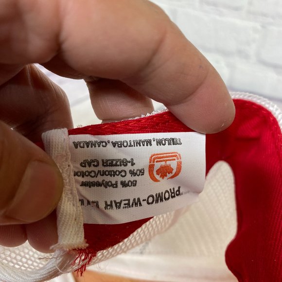 Vintage Farmer Hat Trucker Mesh Cap Red White Alberta Hail & Crop Item #3 - Picture 7 of 8